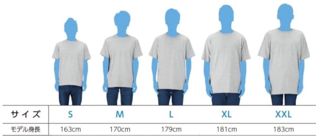 Tシャツ｜サイズ表